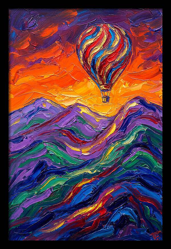 Hot Air Balloon Over Mountains