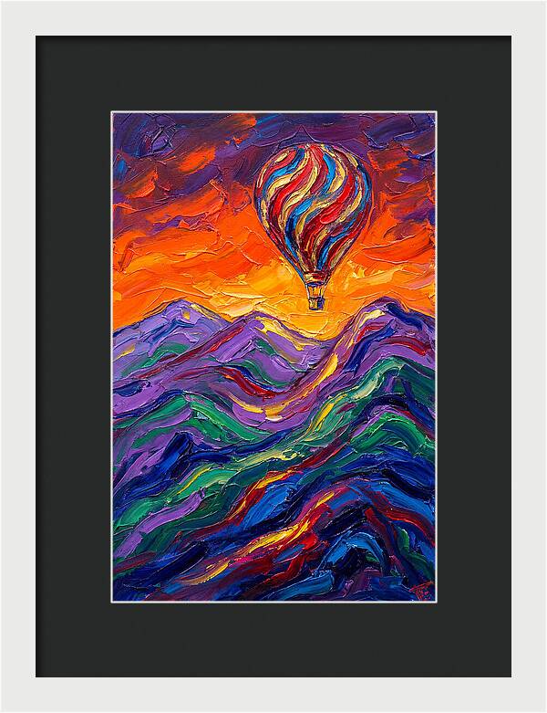 Hot Air Balloon Over Mountains