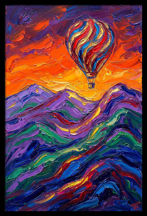 Hot Air Balloon Over Mountains