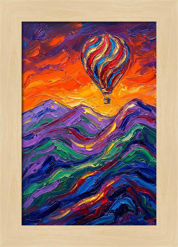 Hot Air Balloon Over Mountains