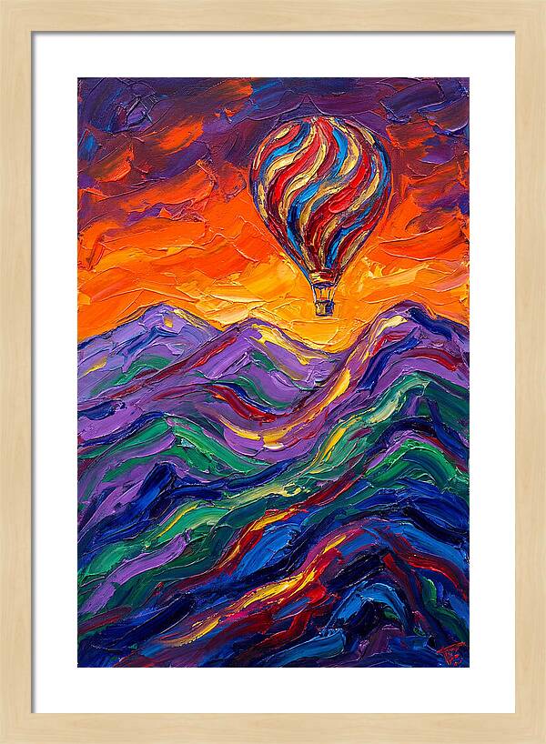 Hot Air Balloon Over Mountains