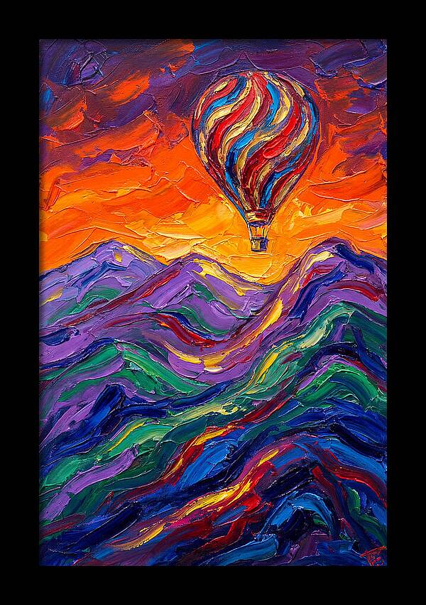 Hot Air Balloon Over Mountains