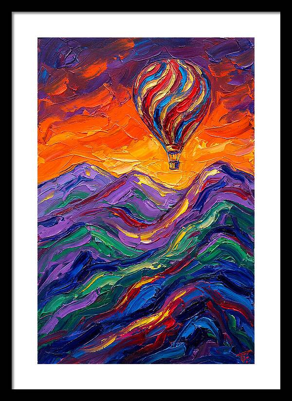 Hot Air Balloon Over Mountains