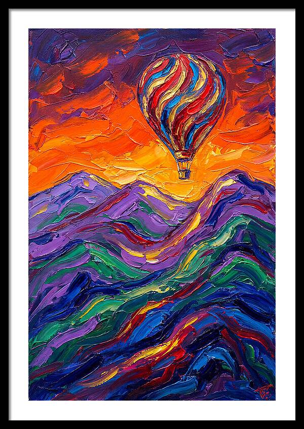 Hot Air Balloon Over Mountains