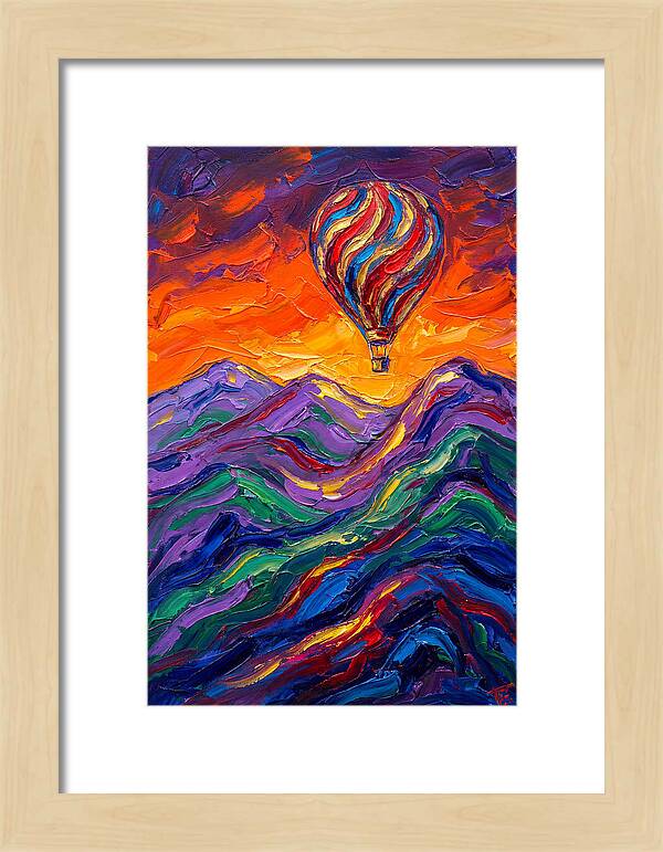Hot Air Balloon Over Mountains