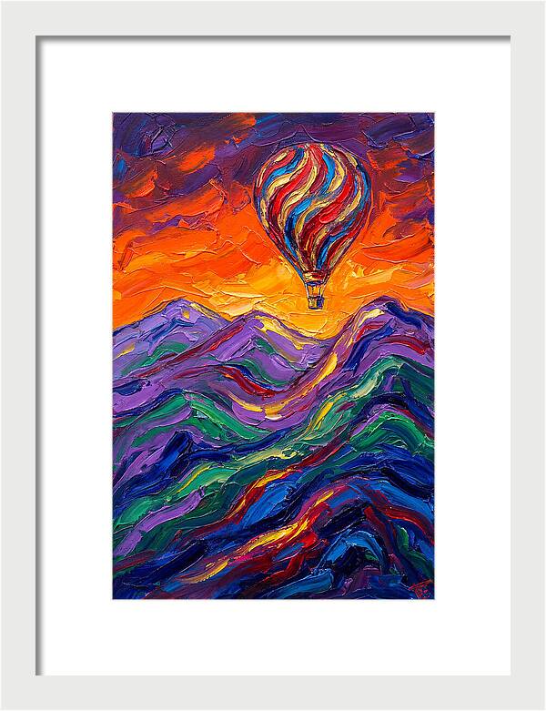 Hot Air Balloon Over Mountains