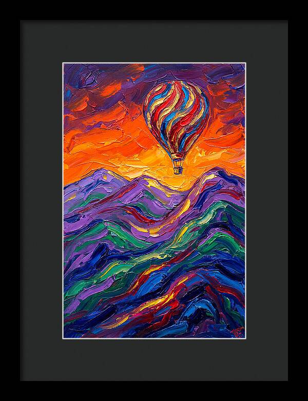 Hot Air Balloon Over Mountains