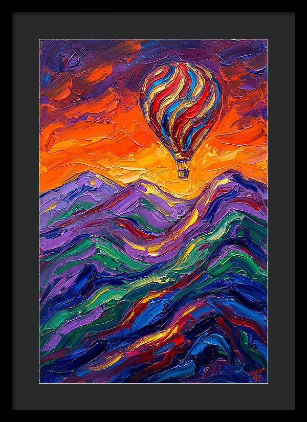 Hot Air Balloon Over Mountains