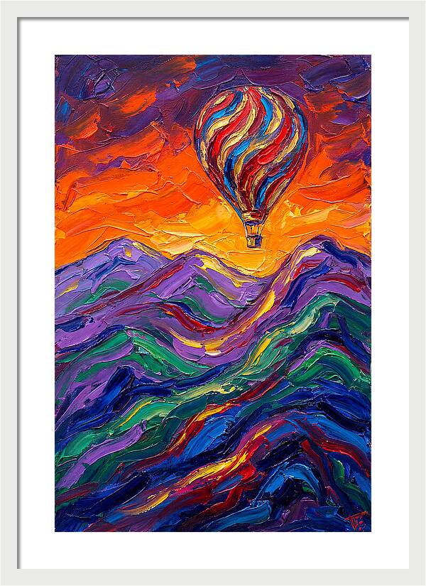Hot Air Balloon Over Mountains