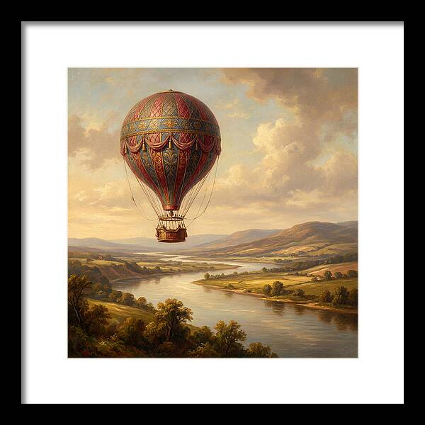 Hot Air Balloon Over Serene Landscape