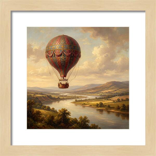 Hot Air Balloon Over Serene Landscape