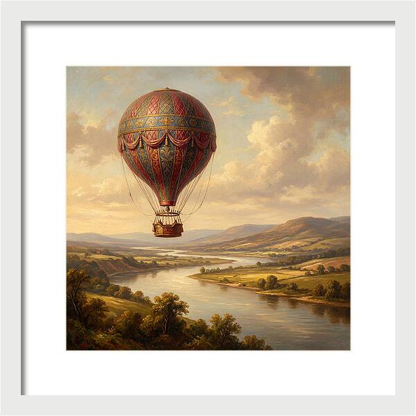 Hot Air Balloon Over Serene Landscape