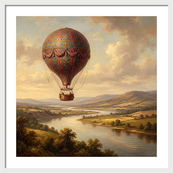Hot Air Balloon Over Serene Landscape