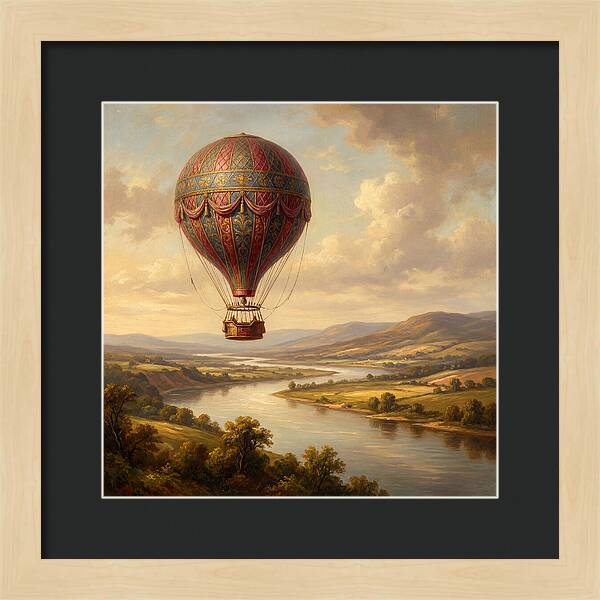 Hot Air Balloon Over Serene Landscape