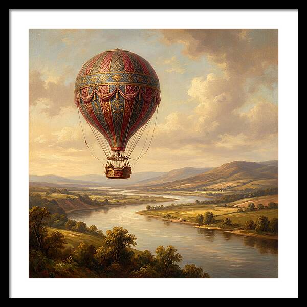 Hot Air Balloon Over Serene Landscape