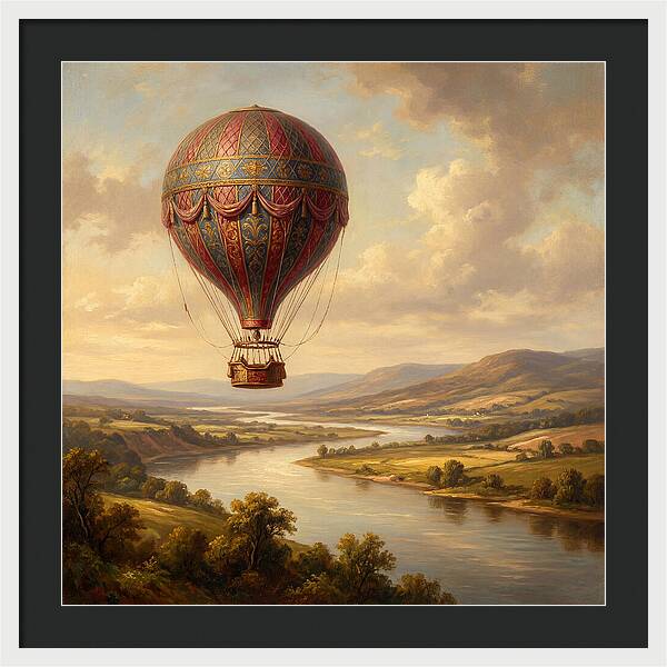 Hot Air Balloon Over Serene Landscape