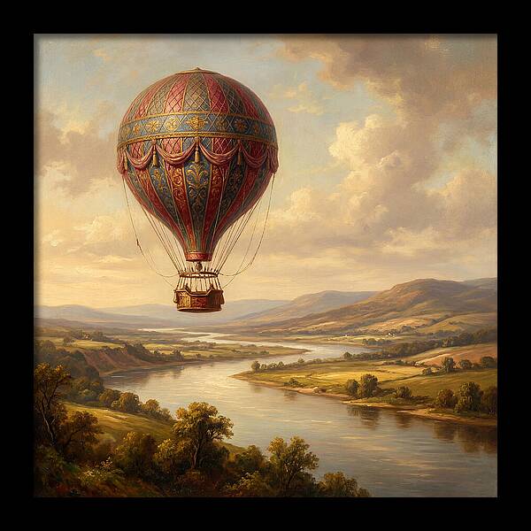 Hot Air Balloon Over Serene Landscape