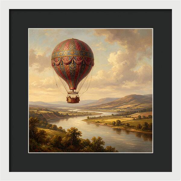 Hot Air Balloon Over Serene Landscape