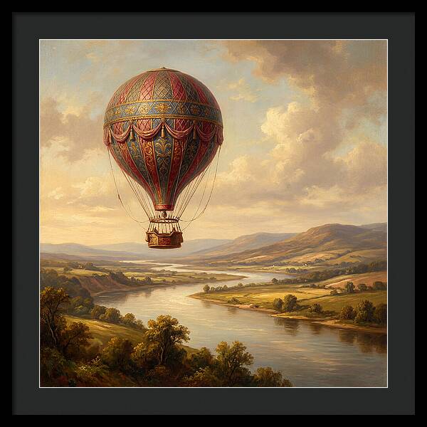 Hot Air Balloon Over Serene Landscape