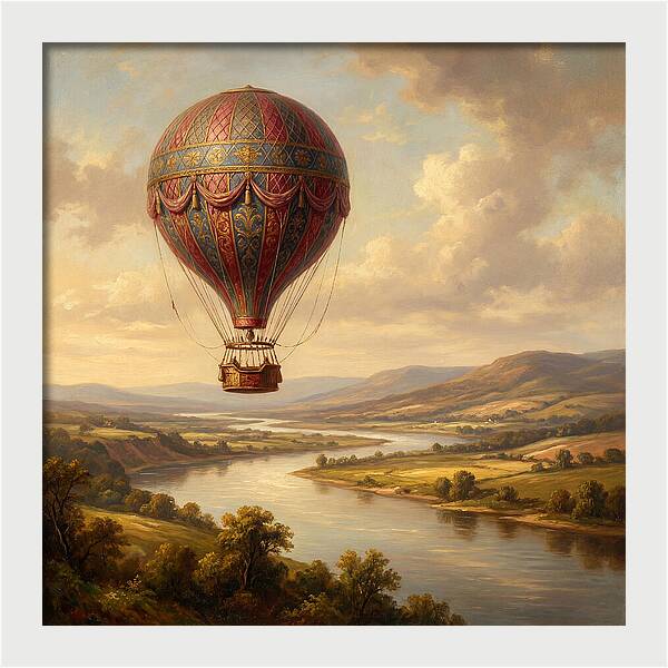 Hot Air Balloon Over Serene Landscape