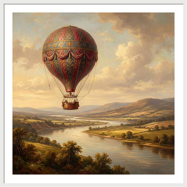 Hot Air Balloon Over Serene Landscape