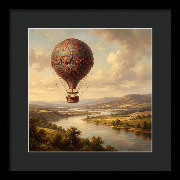 Hot Air Balloon Over Serene Landscape