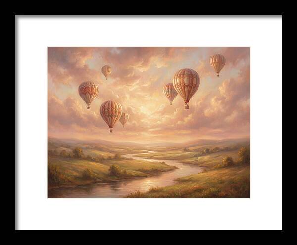 Hot Air Balloons Over Landscape