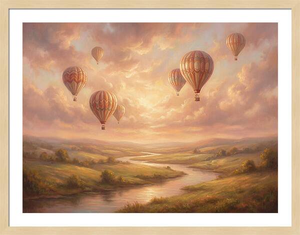 Hot Air Balloons Over Landscape