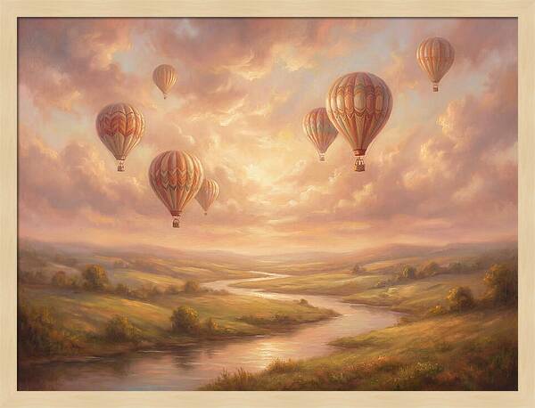 Hot Air Balloons Over Landscape