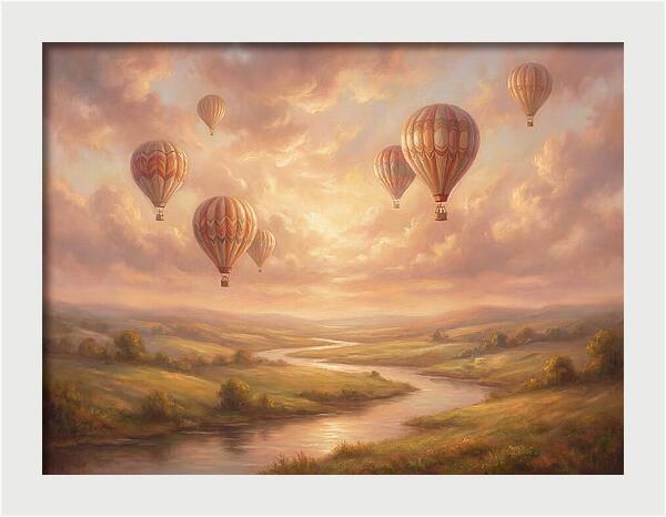 Hot Air Balloons Over Landscape