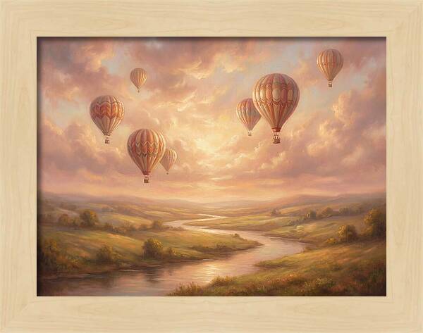 Hot Air Balloons Over Landscape