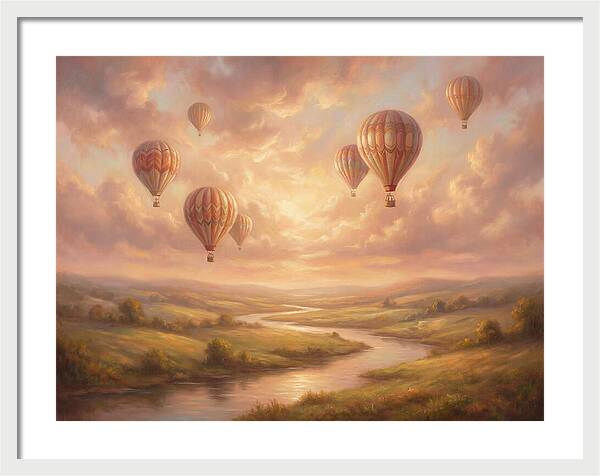 Hot Air Balloons Over Landscape