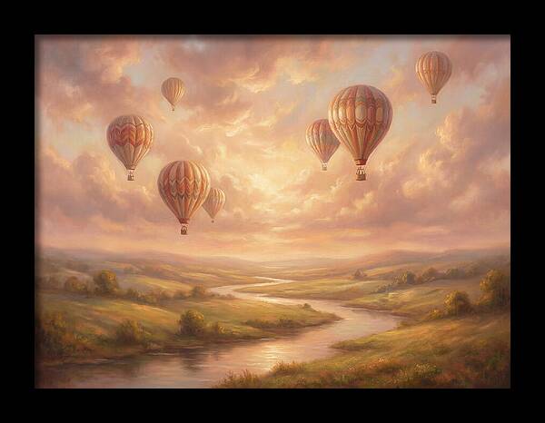 Hot Air Balloons Over Landscape