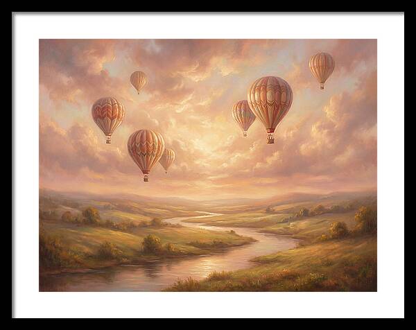Hot Air Balloons Over Landscape