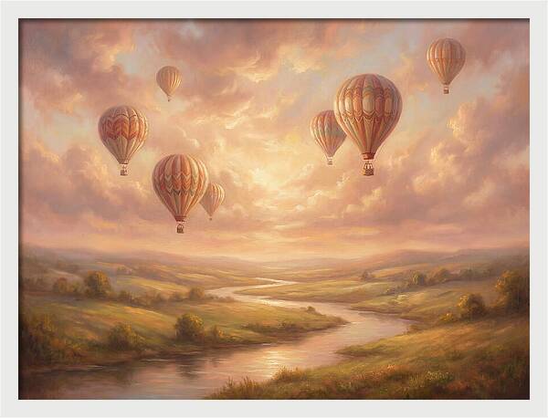 Hot Air Balloons Over Landscape