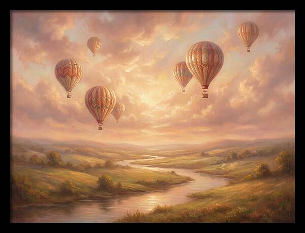 Hot Air Balloons Over Landscape