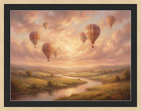 Hot Air Balloons Over Landscape