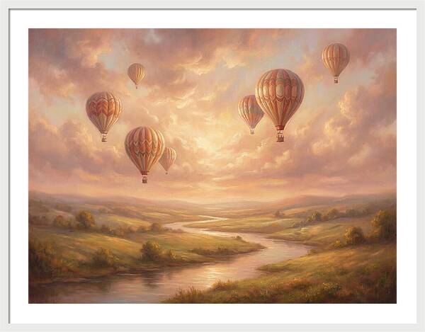 Hot Air Balloons Over Landscape