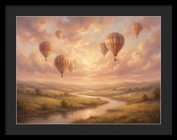 Hot Air Balloons Over Landscape