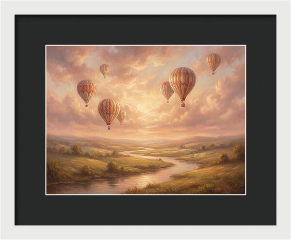 Hot Air Balloons Over Landscape