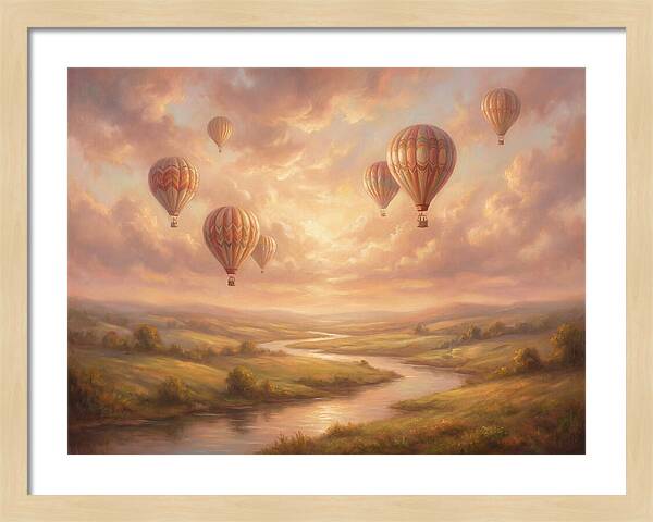 Hot Air Balloons Over Landscape