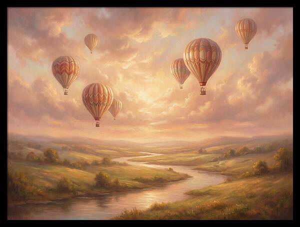 Hot Air Balloons Over Landscape