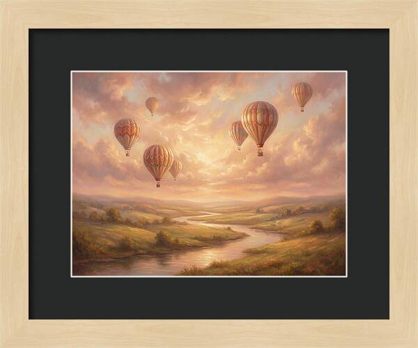 Hot Air Balloons Over Landscape