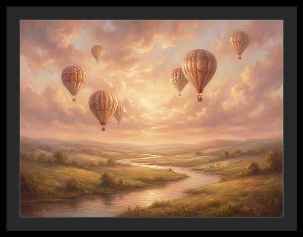 Hot Air Balloons Over Landscape