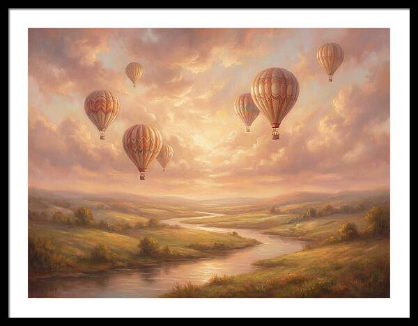 Hot Air Balloons Over Landscape