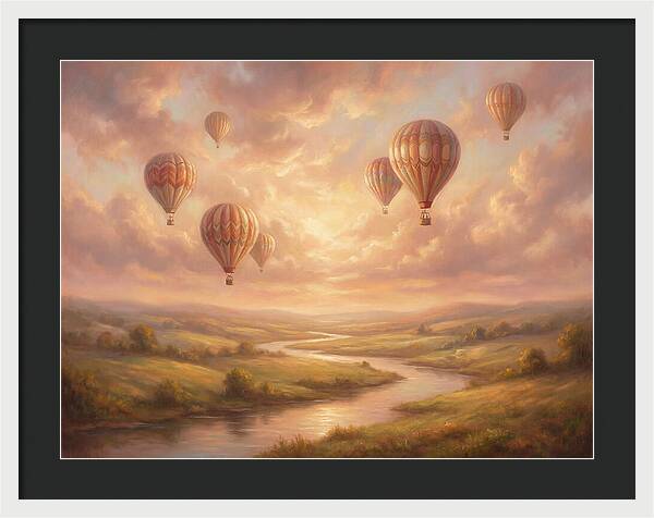 Hot Air Balloons Over Landscape
