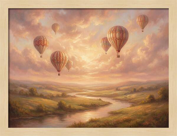 Hot Air Balloons Over Landscape