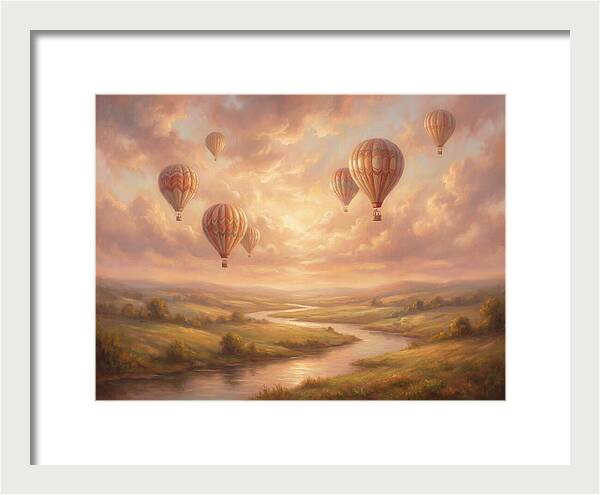 Hot Air Balloons Over Landscape