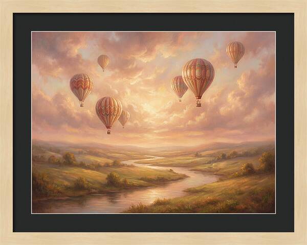 Hot Air Balloons Over Landscape