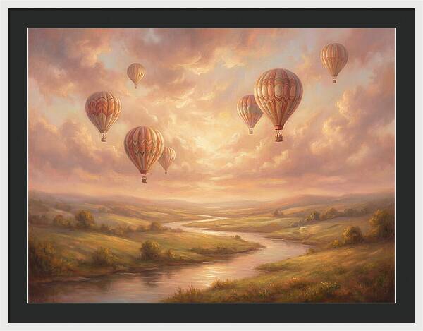 Hot Air Balloons Over Landscape